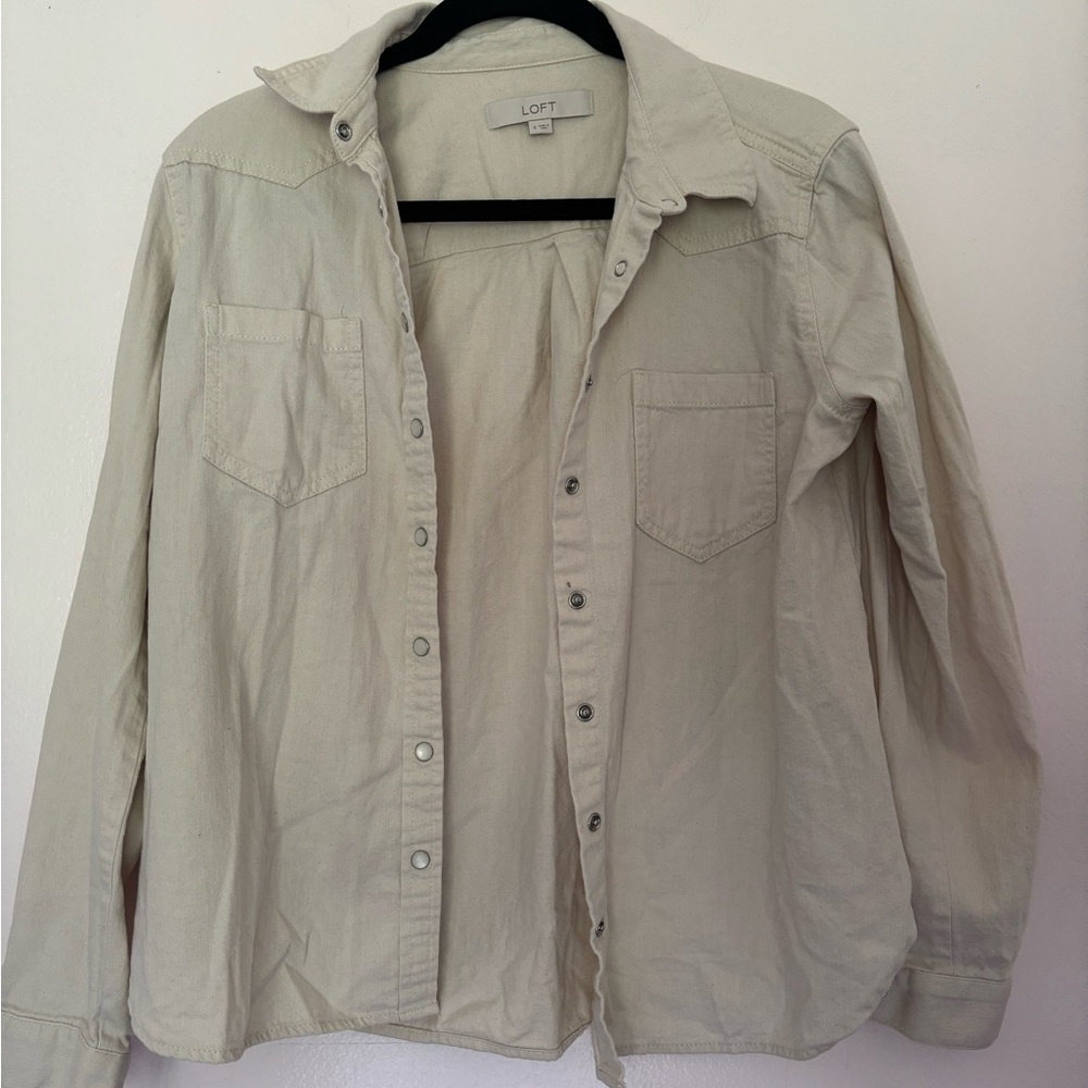 LOFT Cream Collared Shirt